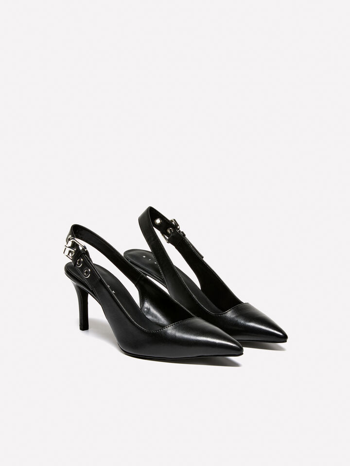 Leather pumps with buckle - women's heels - Black | Sisley image number 1
